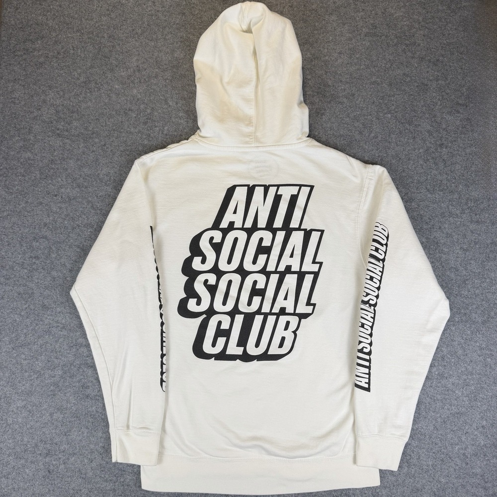 Anti Social Social Club ASSC Block White Hoodie Sweatshirt Mens Small S - Picture 5 of 8